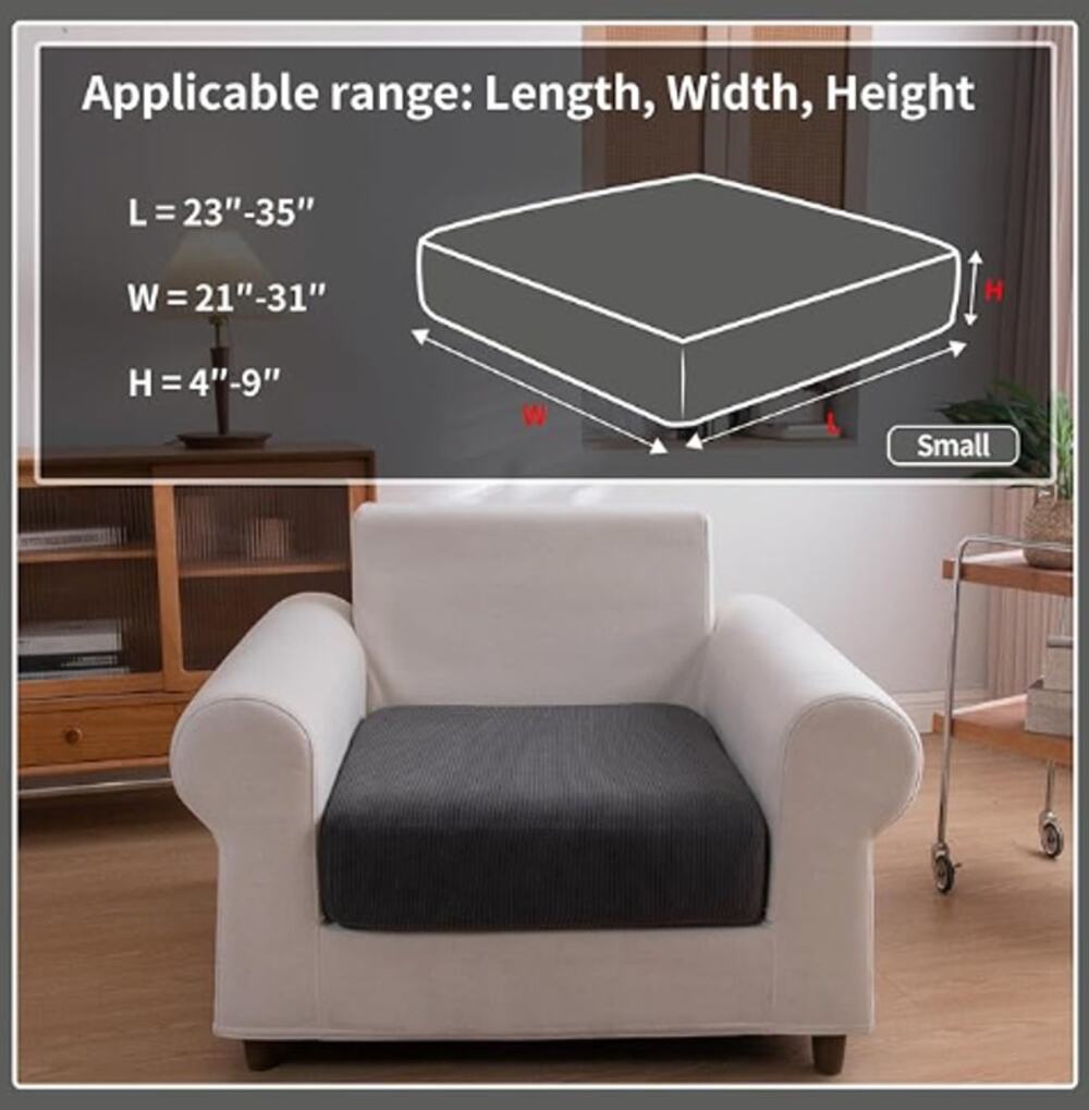 1 Piece Soft Chair or Couch / Sofa Cover, Washable, Dark Gray